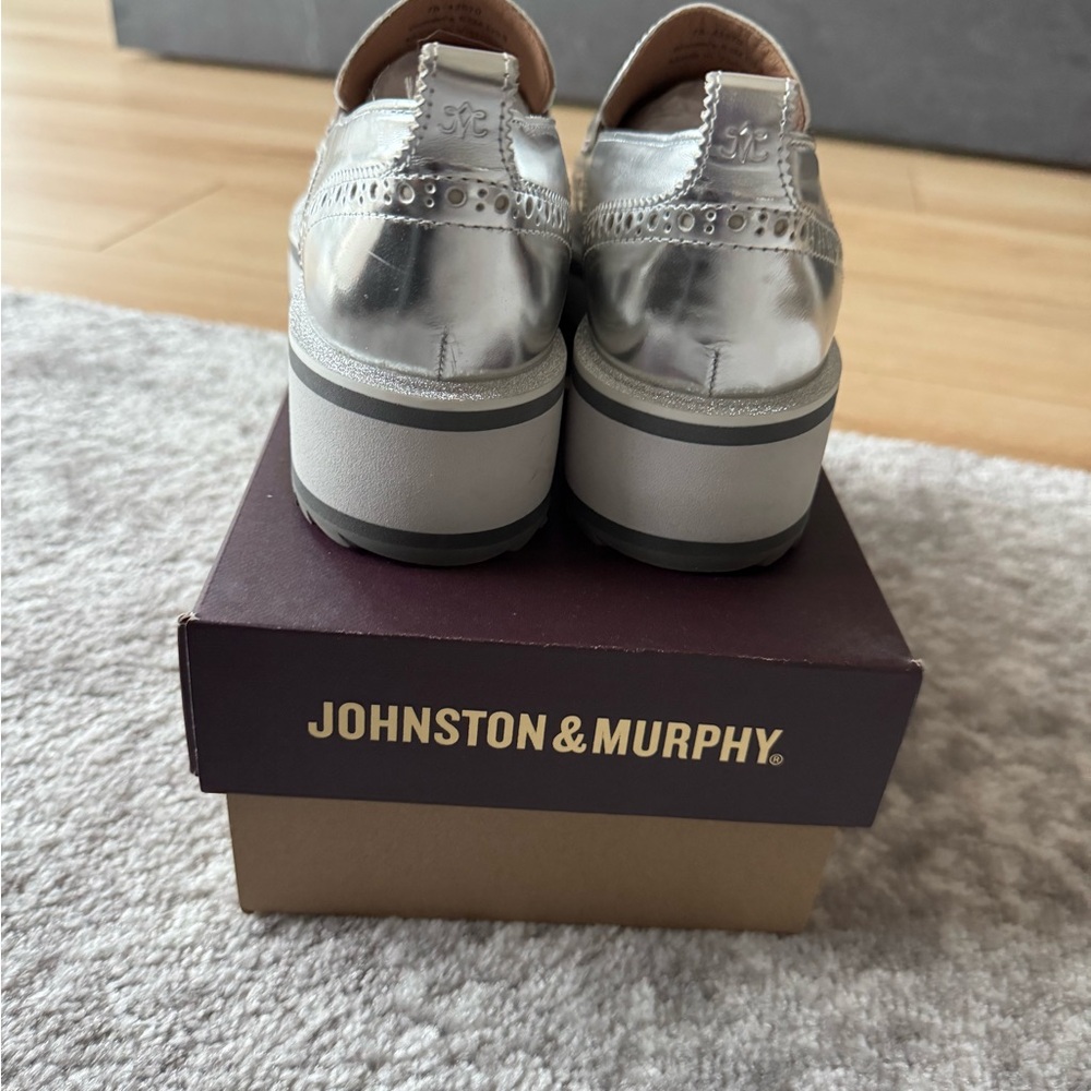Johnston & Murphy Metallic Silver Loafers - Picture 3 of 5